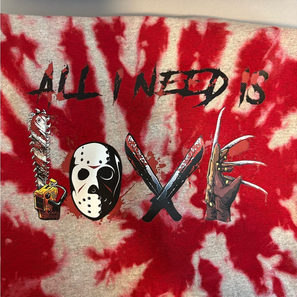 Graphic Red and Gray Short Sleeve Horror Tee
